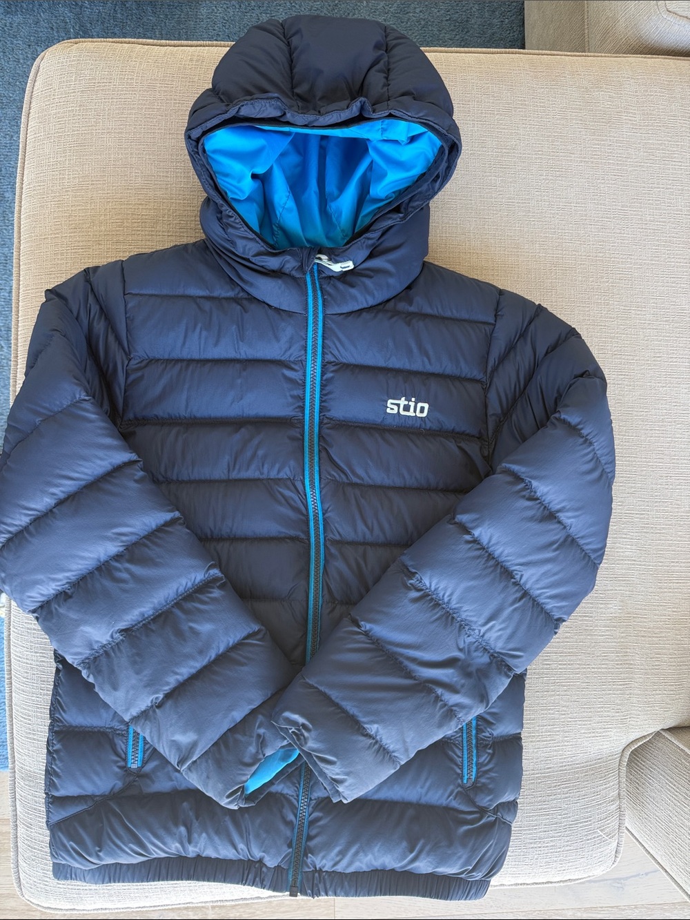 Kids Stio Navy hometown hoodie down Jacket